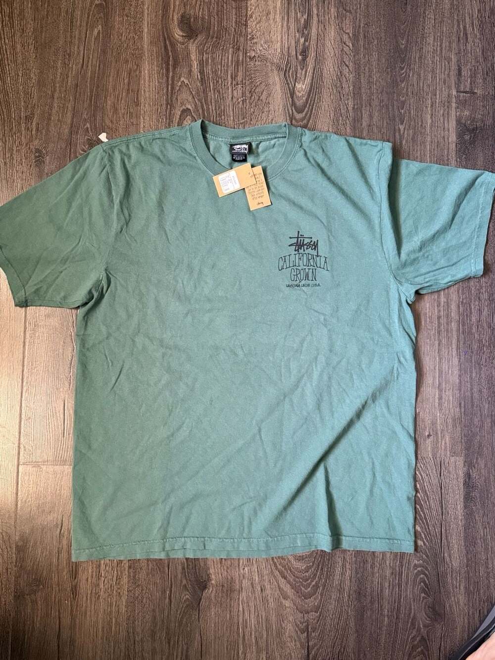 Stussy Cali Grown Pigment Dyed T-Shirt Size L Green